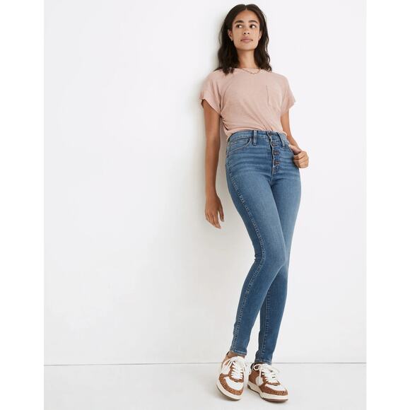 MADEWELL Curvy Roadtripper Skinny Jean Monroe Wash Button-Front Size 30P Petite - Picture 1 of 11